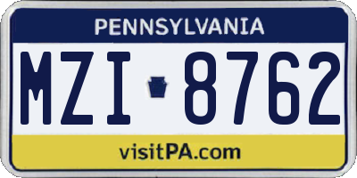 PA license plate MZI8762