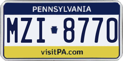 PA license plate MZI8770