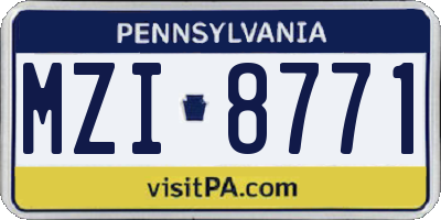 PA license plate MZI8771