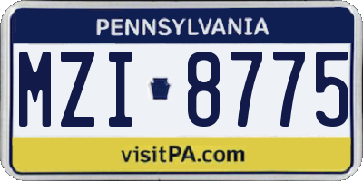 PA license plate MZI8775