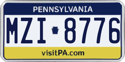 PA license plate MZI8776