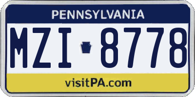 PA license plate MZI8778