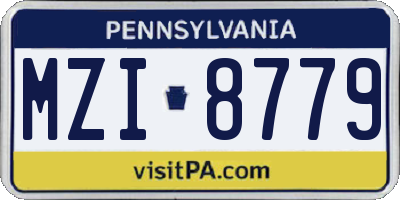 PA license plate MZI8779