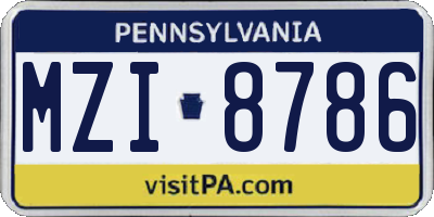 PA license plate MZI8786