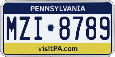 PA license plate MZI8789