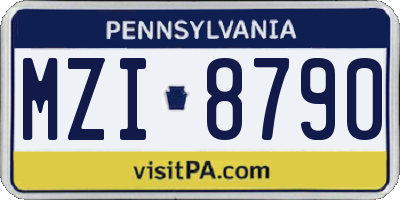 PA license plate MZI8790