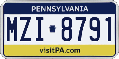 PA license plate MZI8791