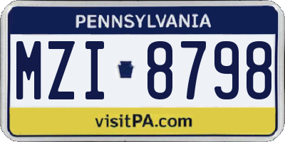 PA license plate MZI8798