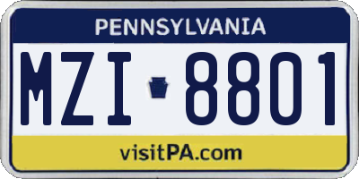 PA license plate MZI8801