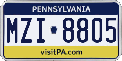 PA license plate MZI8805
