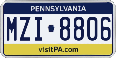 PA license plate MZI8806