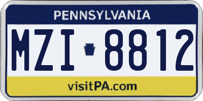 PA license plate MZI8812