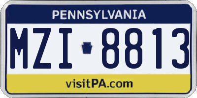 PA license plate MZI8813