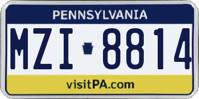 PA license plate MZI8814