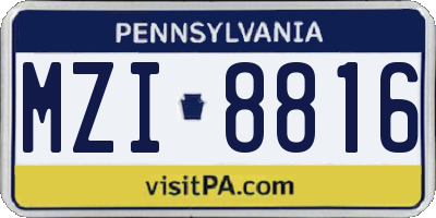 PA license plate MZI8816