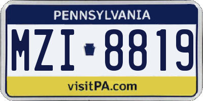 PA license plate MZI8819