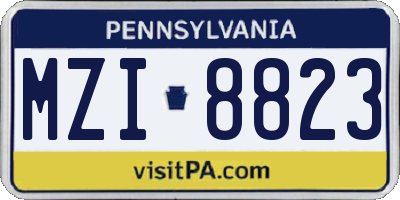 PA license plate MZI8823