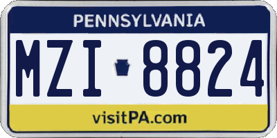 PA license plate MZI8824