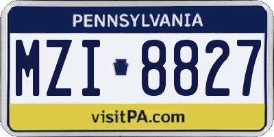 PA license plate MZI8827