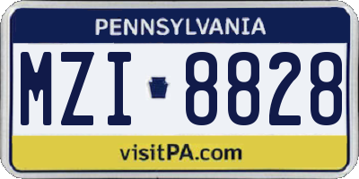 PA license plate MZI8828