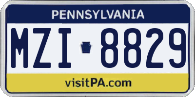PA license plate MZI8829