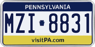 PA license plate MZI8831