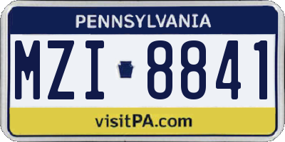 PA license plate MZI8841