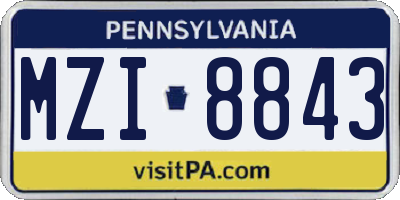 PA license plate MZI8843