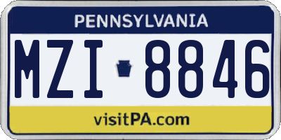 PA license plate MZI8846