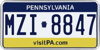 PA license plate MZI8847