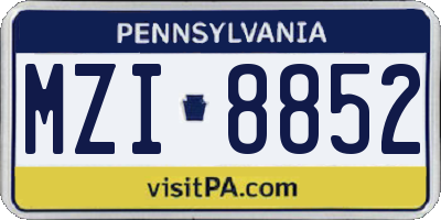 PA license plate MZI8852