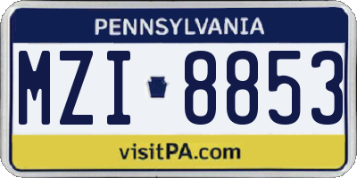 PA license plate MZI8853