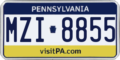 PA license plate MZI8855