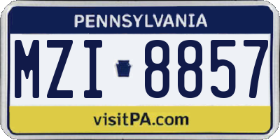 PA license plate MZI8857