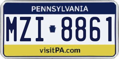 PA license plate MZI8861