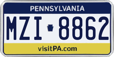 PA license plate MZI8862