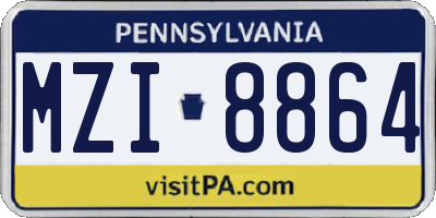 PA license plate MZI8864