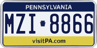 PA license plate MZI8866