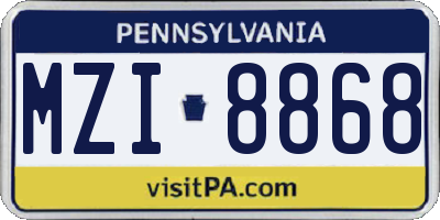 PA license plate MZI8868