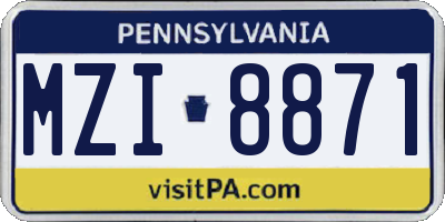 PA license plate MZI8871