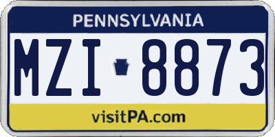 PA license plate MZI8873