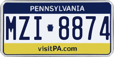 PA license plate MZI8874