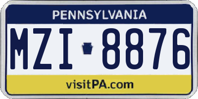 PA license plate MZI8876