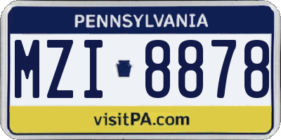 PA license plate MZI8878