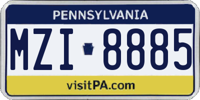PA license plate MZI8885