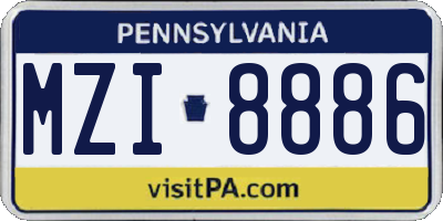 PA license plate MZI8886