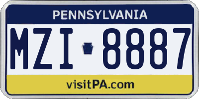 PA license plate MZI8887