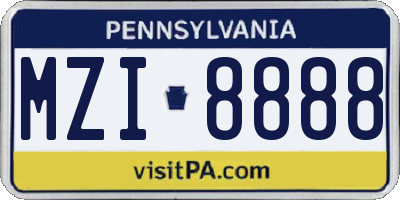 PA license plate MZI8888