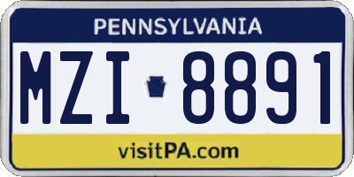 PA license plate MZI8891