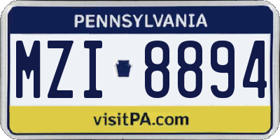 PA license plate MZI8894